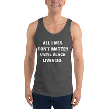 Load image into Gallery viewer, All Lives Don&#39;t Matter Until Black Lives Do. Unisex Tank Top

